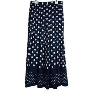 LIZ CLAIBORNE Navy White Polka Dot Maxi Skirt 8